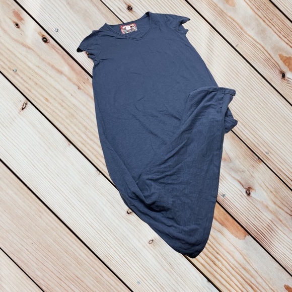 C&C California XL blue cotton maxi dress with side slits - Picture 1 of 10